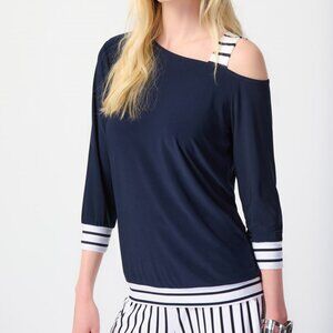 Joseph Ribkoff NWT Navy 1-Shoulder Top